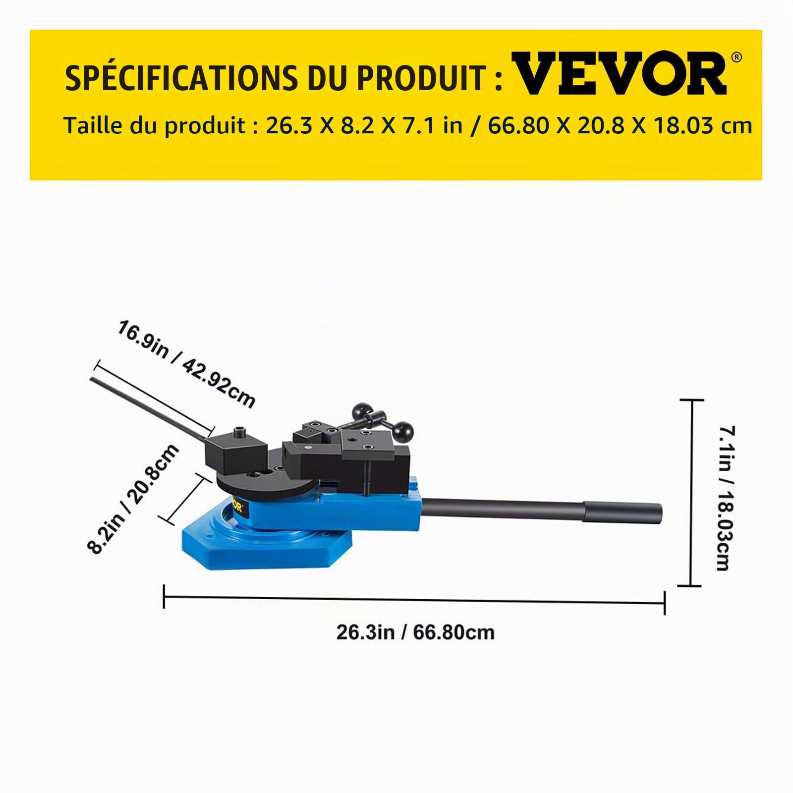 VEVOR Cintreuse De Tuyaux Cintreuse Manuelle SBG 40 pour les usines/les ateliers Peut Faire Une Variété De Coudes Sur Des Supports Carrés/Ronds Pleins