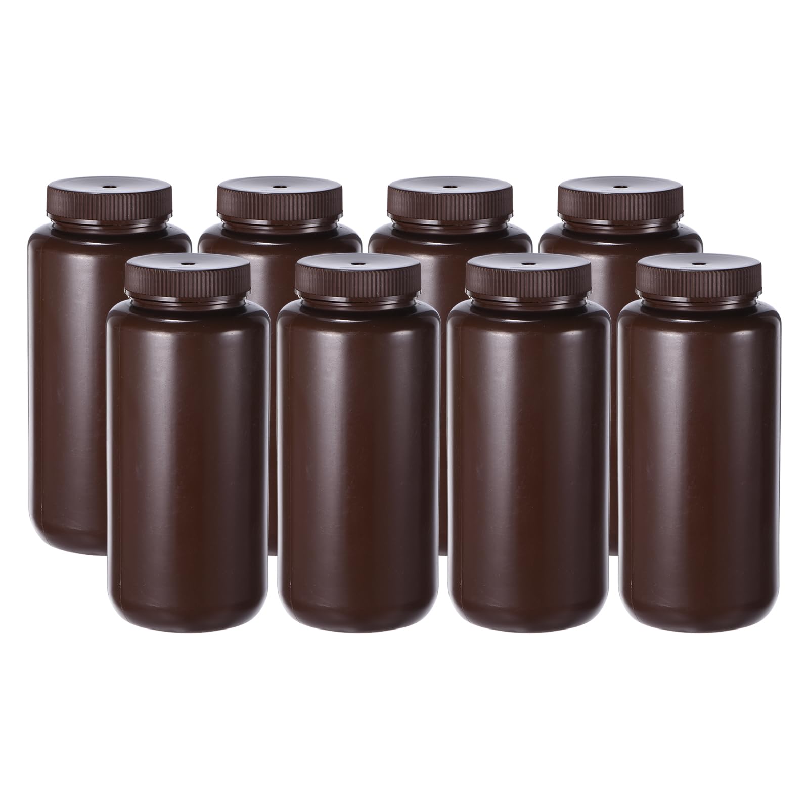 PATIKIL 8Pcs Bouteilles de Réactif de 1000 ml, Bouchon à Vis, en PE, à Large Ouverture, pour le Stockage de Réactifs Liquides et d'Échantillons Solides en Laboratoire, Couleur Ambre