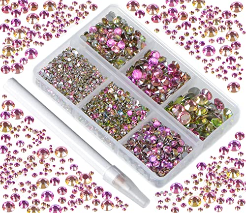 Image of 5000 Pieces 5000 Pieces False Nail Rhinestones Non-Hotfix Non-Magnetic Round Crystals Glass Flatback Rhinestones for DIY Jewelry Making with a Picking Pen (6 Sizes)