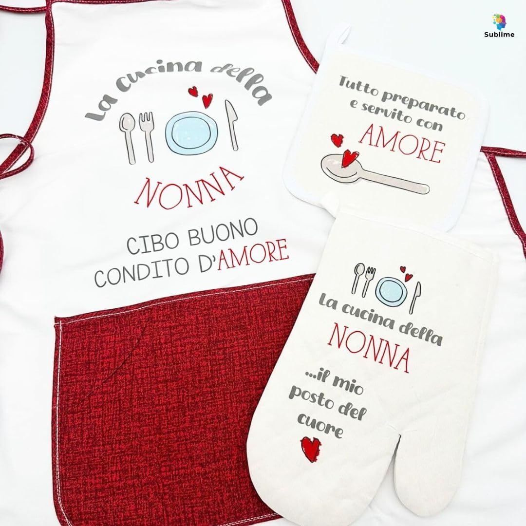 Grandma Party Gift Kit, Apron, Oven Glove, Kitchen Pot Holder, Gift Idea Grandma Kitchen - Image 2