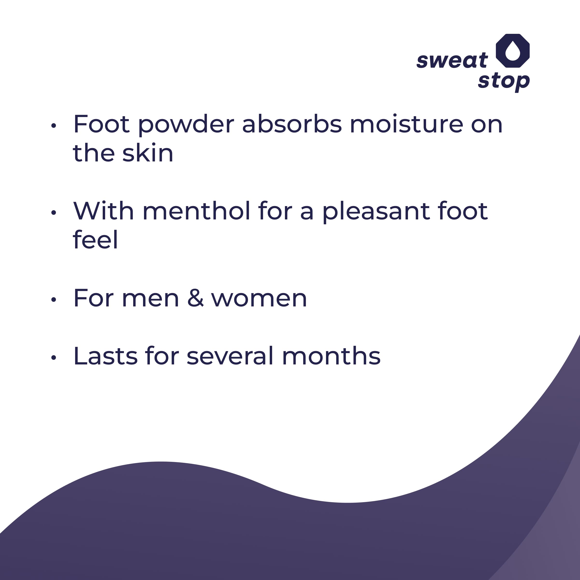 SweatStop® Mentol en polvo contra la transpiración de los pies - para pies secos - 100g