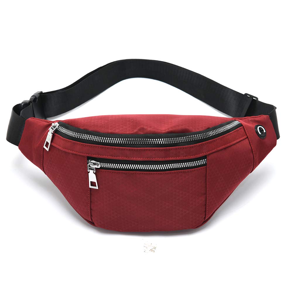 Fanny Pack for Men Women - Water Resistant Fashion Waist Bag Pack with Adjustable Strap for Travel Hiking Running Outdoor Sports.(02)Red