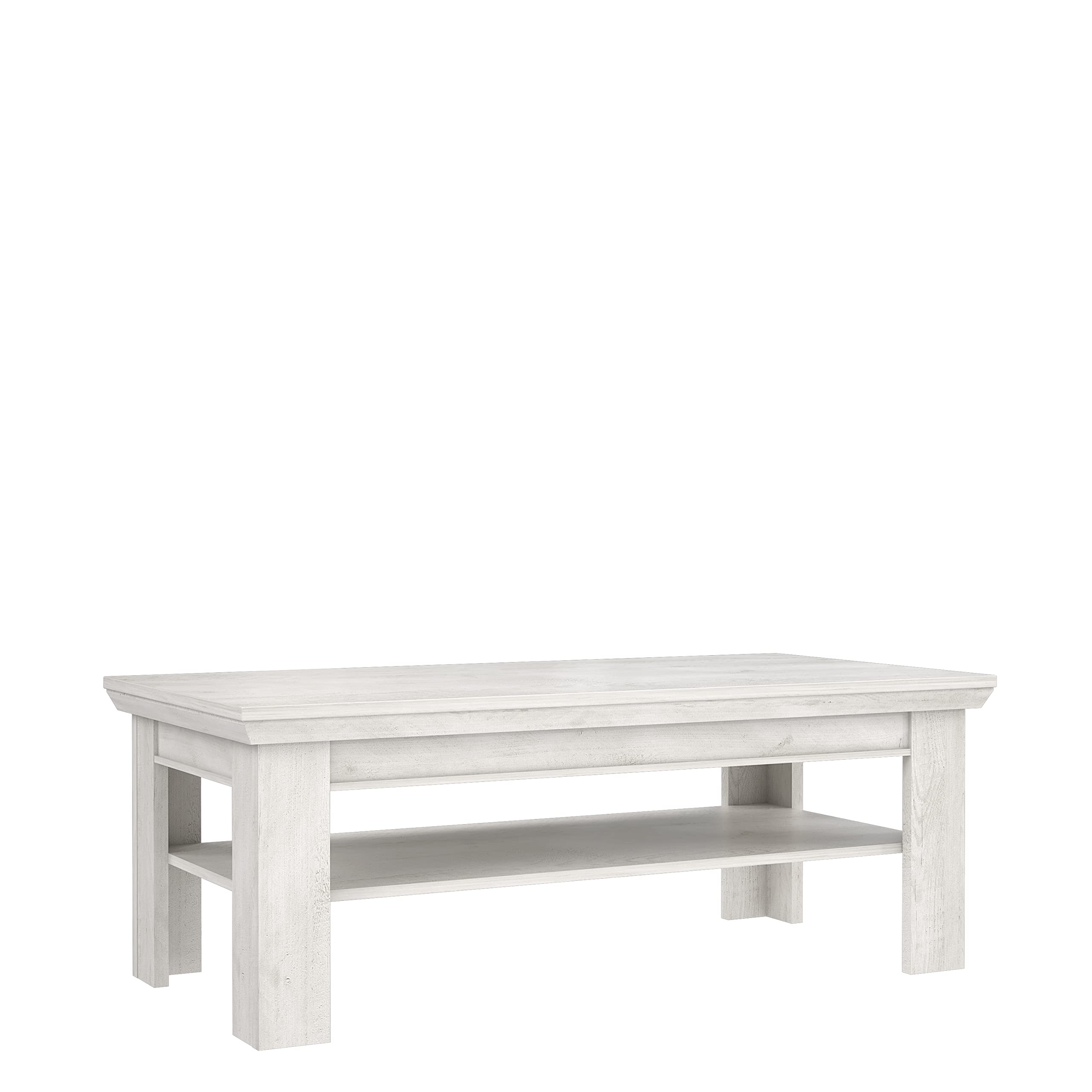 FORTE Kashmir Couchtisch mit Ablagefläche, Holzwerkstoff, Pinie Weiß, 120 x 45 x 60 cm