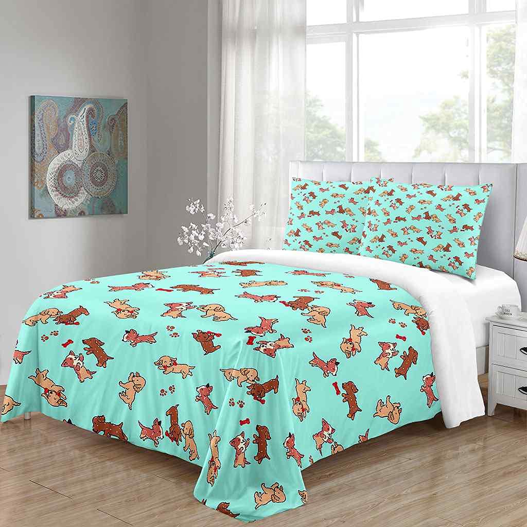 Poszewka na kołdrę Super King 260 x 220 cm nadruk 3D zwierzę szczeniak zestaw pościeli ultramiękka mikrofibra pościel poszewka na kołdrę dla dorosłych podwójna poszwa na kołdrę z zamkiem błyskawicznym i 2 poszewki na poduszki
