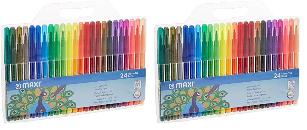 Maxi Washable Felt Tip Pens 24 Color In A Wallet,Washable Ink On Most Textiles, Assorted, FPR24