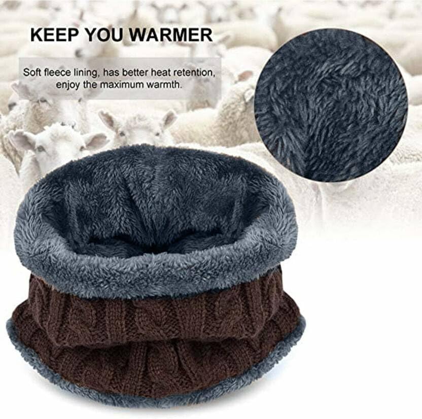 Brand Conquer Wool Beanie Cap & Muffler for Men & Women - Winter Woolen Cap with Neck Muffler - Soft Woolen Set (Brown, Free Size) 4