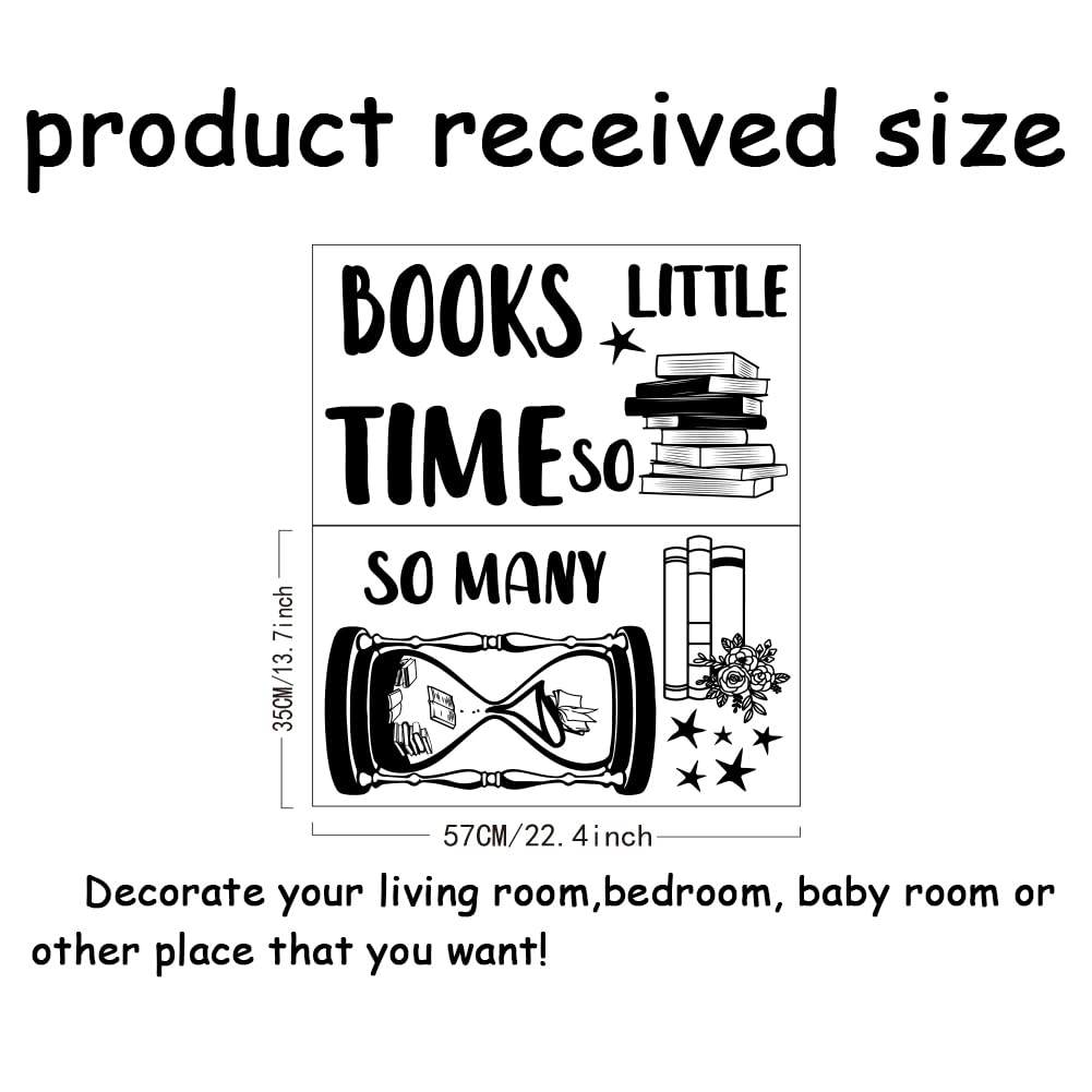 SUPERDANT Reading Room Wall Decor Reading Wall Sticker So Many Books So Little Time Decals Black Vinyl Art Decor Stickers for Home Art Mural Decals for Bookstore Book Corner Library - Image 2