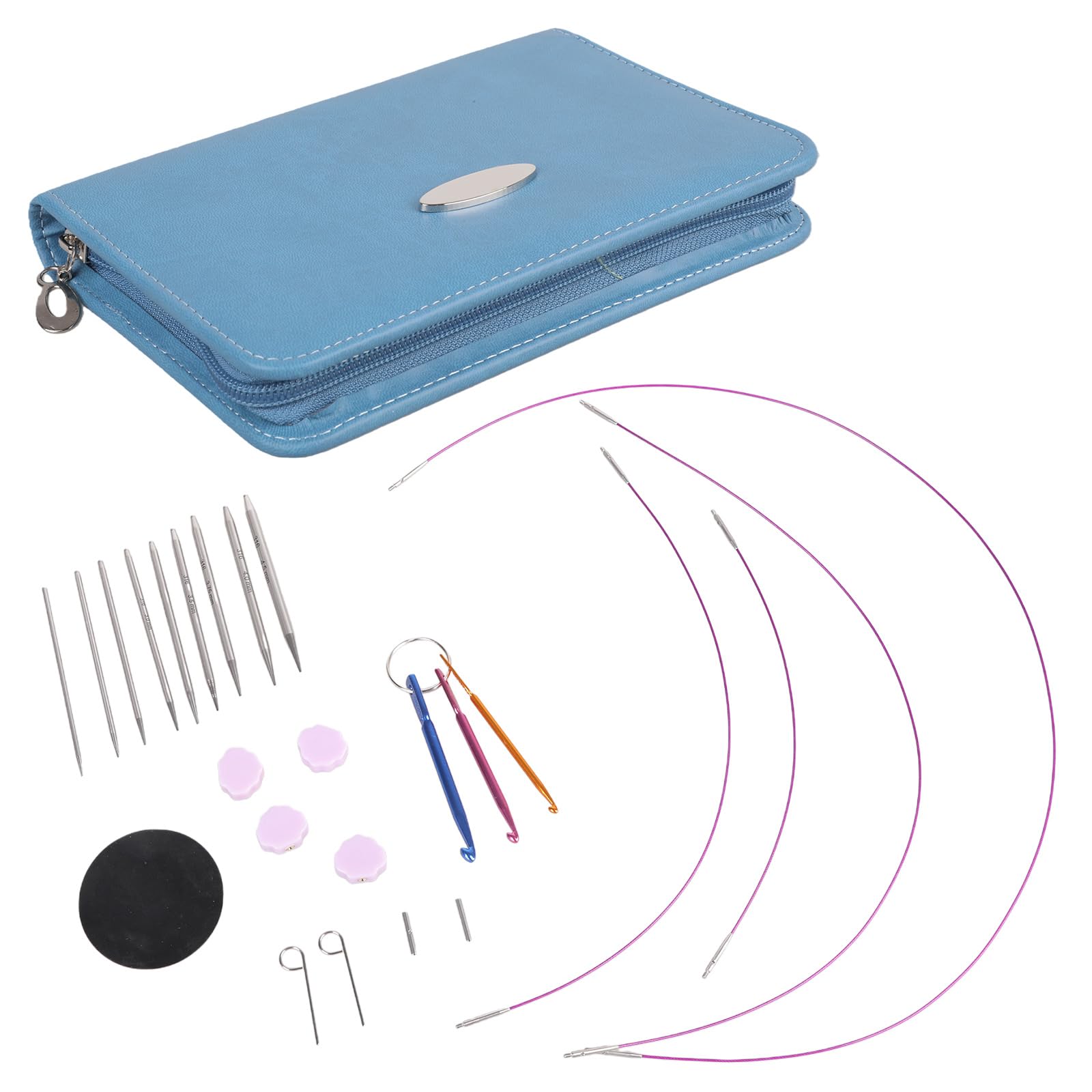 Rundstricknadel Set aus Edelstahl, 2, 2–4, 5 mm