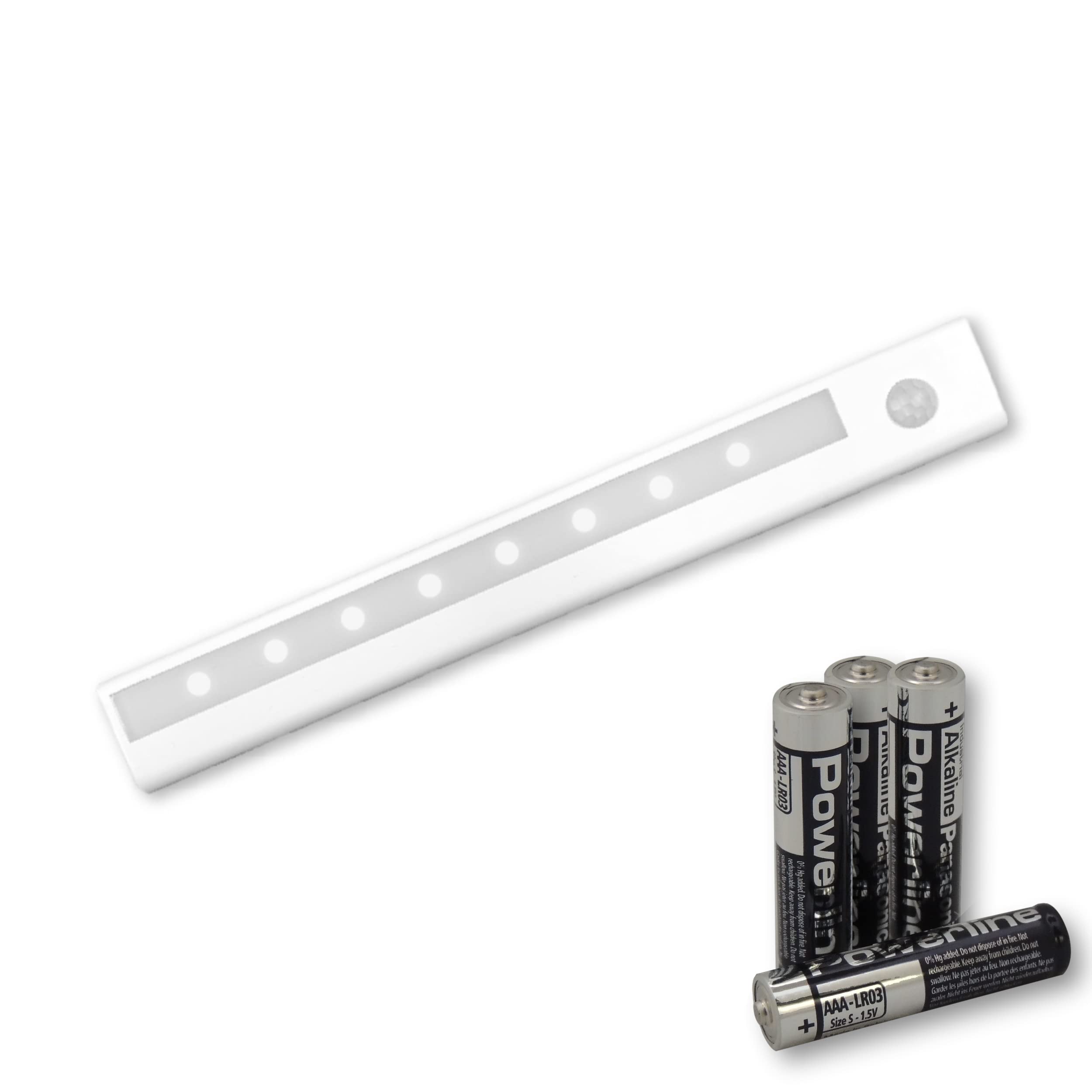EPOSGEAR Minder 8 LED Stick-On Adhesive Motion Activated PIR Cordless Sensor Light Bar - Perfect for use in Kitchens, Cupboards, Wardrobes, Closets and Other Low Light Areas (1 Light with Batteries)