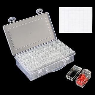 52 Slots Small Plastic Seed Storage Box, Transparent Reusable Seed Container Organizer with Label Stickers, Multi-Purpose Diamond Nail Art Seeds Storage Container for Small Findings