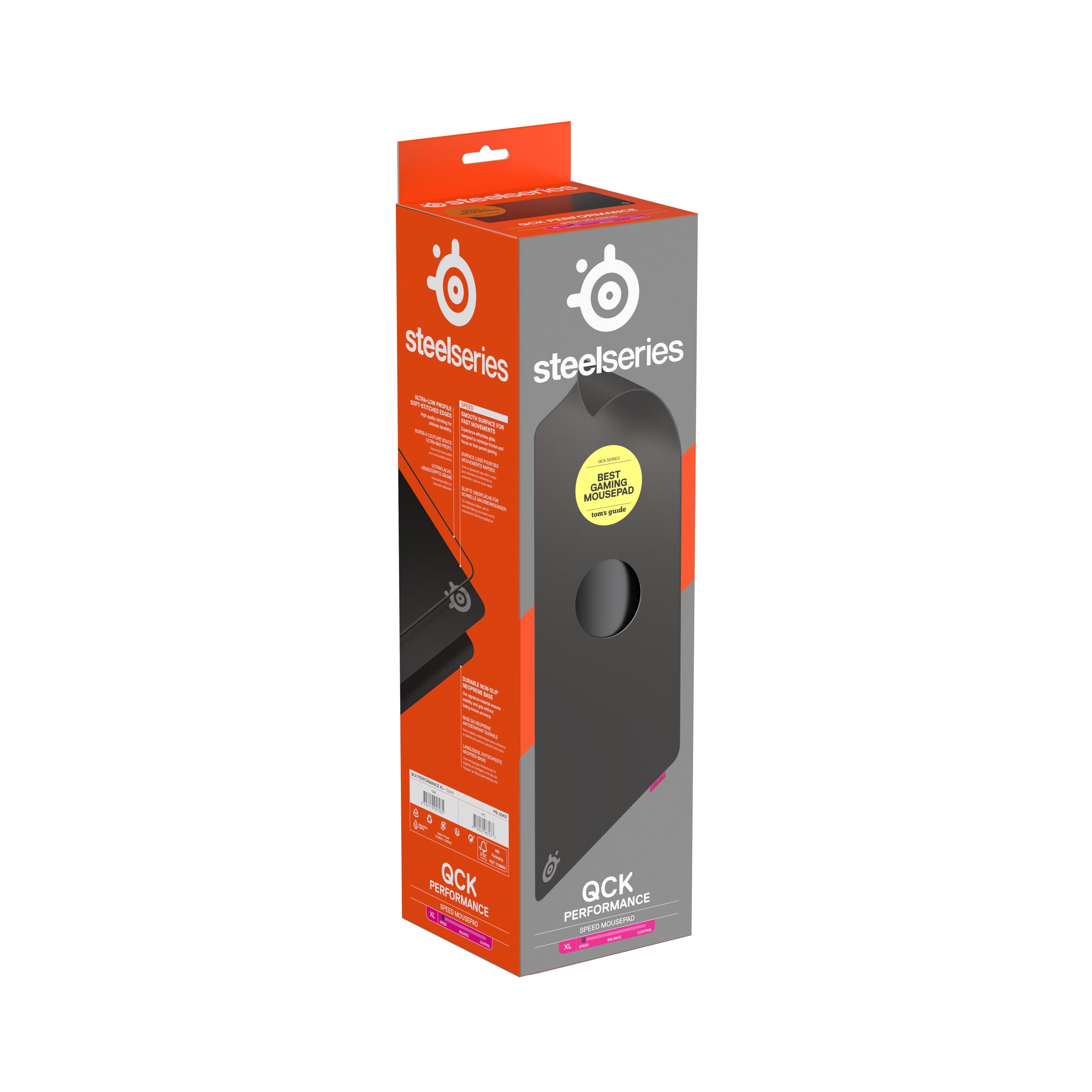 SteelSeries Alfombrilla QcK XL Performance Speed - Densidad y Deslizamiento - Costura Suave - Base de Neopreno - 900x400 mm - FPS/MOBA/RTS/MMO