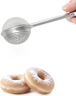 Flour Duster for Baking, Stainless Steel flour sifter with One-Handed Spring Handle, Fine Mesh Baking Dusting Wand for Powdered Sugar, Cocoa, Spices, Even Sprinkle