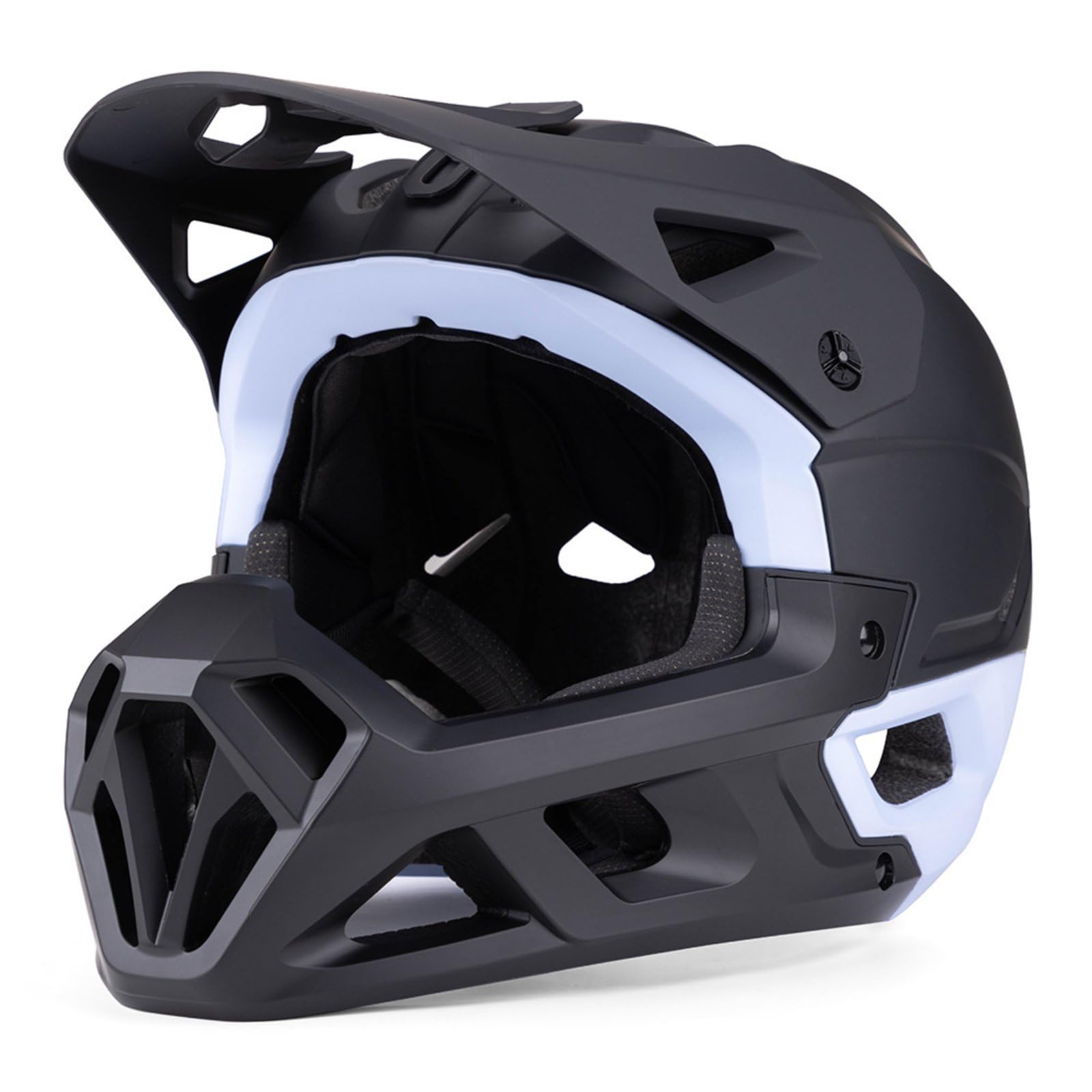 Integrally-Molded Full-Face Mountain Bike Helmet Ventilated Design Downhill Bike Helmet for Adults, Light Blue, M-image-22