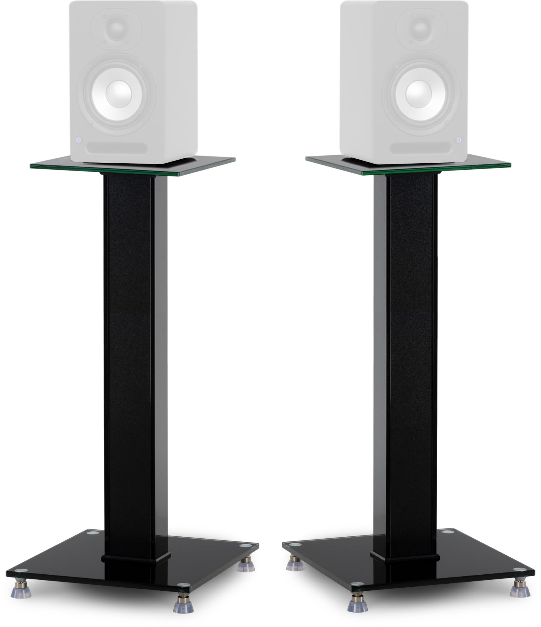 Pronomic SLS-282L BK supporti per diffusori: design elegante con 2 lastre di vetro, altezza regolabile 73 cm, portata 10 kg ciascuno, gestione cavi nascosta. Ideale per monitor o impianti Hi‑Fi. Nero