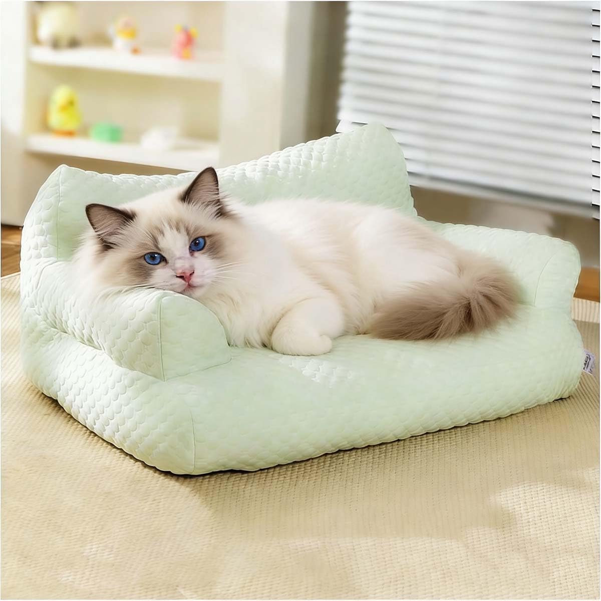 Letto rinfrescante per gatti, cuscino calmante per animali domestici, con fodera rimovibile con cerniera, a forma di U, per cani di piccola taglia e gatti di taglia grande (75 x 51 x 28 cm