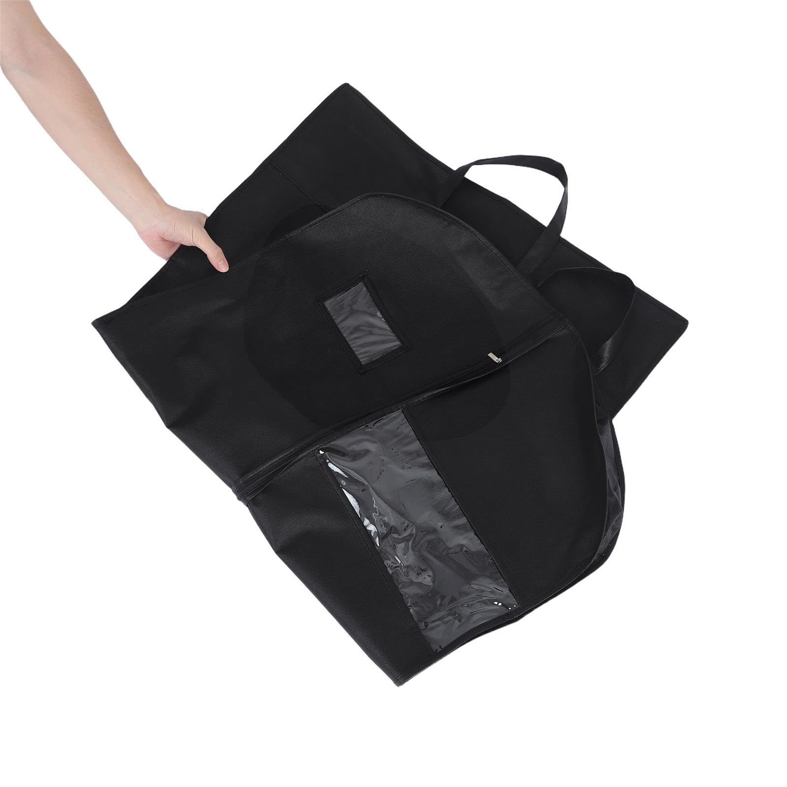 POPETPOP Borsa per Abiti da Viaggio Nera 3 Pezzi Non Tessuto Antipolvere con Tasca Grande e Cerniera per Organizzazione Armadio Quotidiana