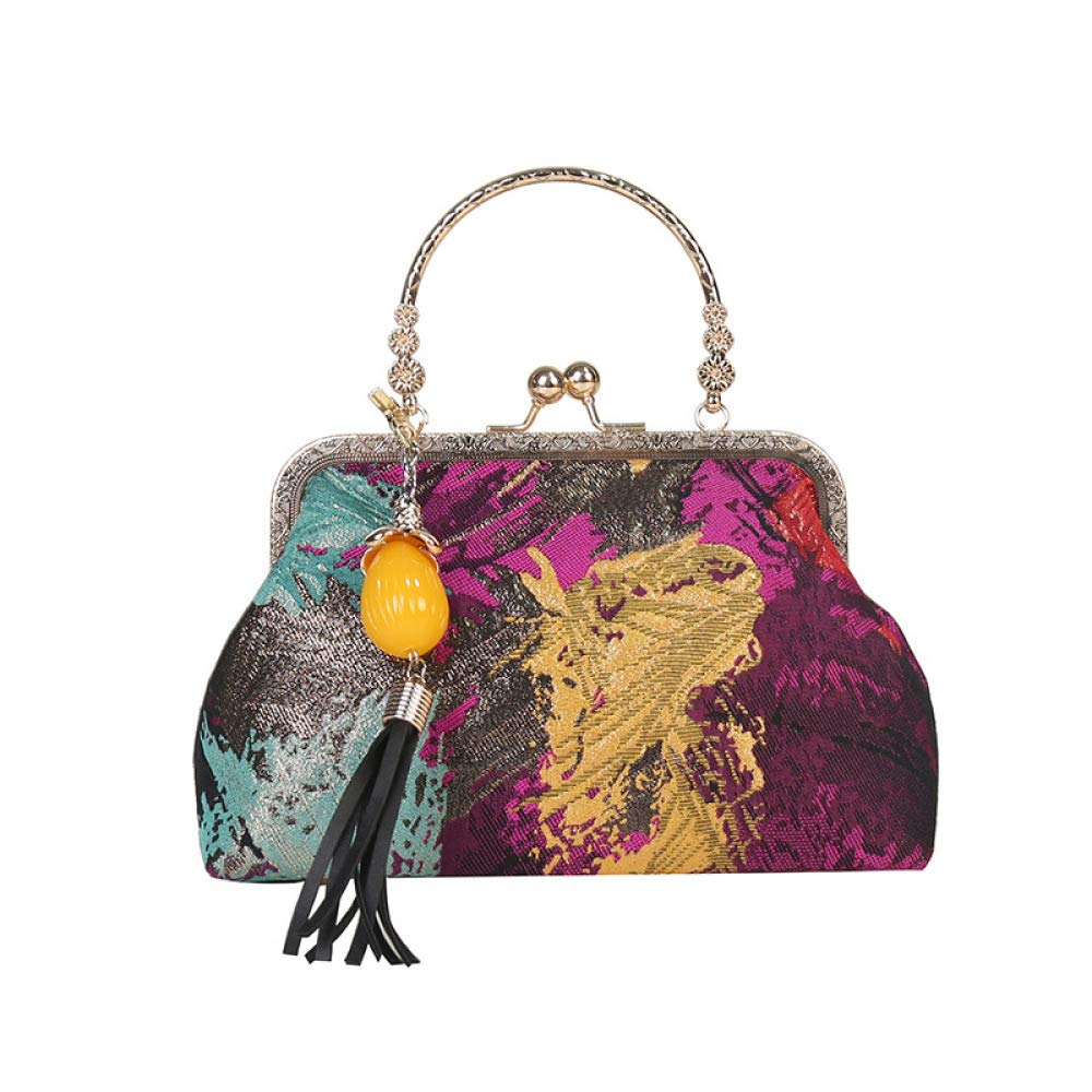 Sac rétro chinois multicolore compact 22x13cm doté d'une double bandoulière modulable - 7