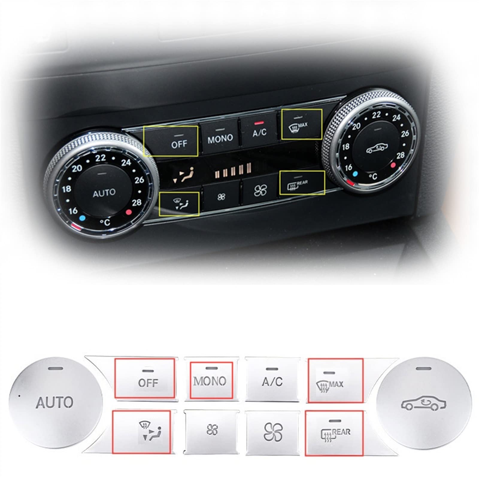 Center Console CD Air Conditioner Buttons Stickers Trim Car Interior Accessories for Benz C Class W204 GLK X204 2008-2015