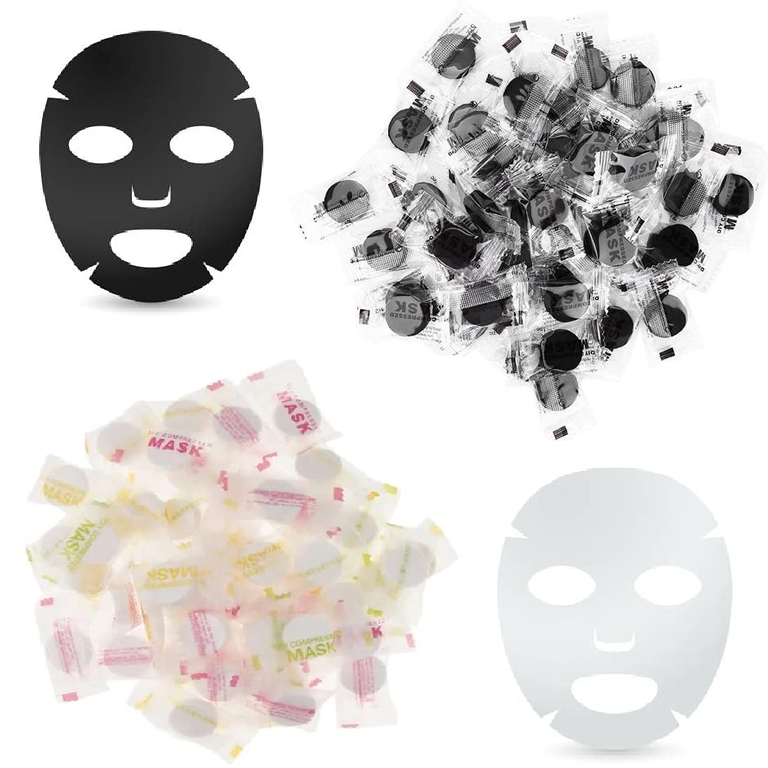 Yoana Bamboo Charcoal Compressed Facial Sheet Mask + Cotton Face Mask DIY Face Pack (25 Black + 25 White)