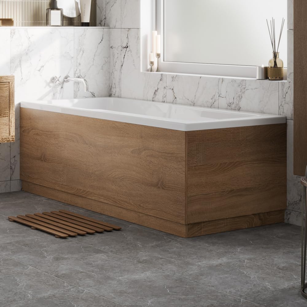 Vitusso® 1700 Side Front Panel & 700mm End LDF Bath Panel 18mm, Modern Wooden Panels for Bathroom Baths Soaking Tubs, Adjustable Plinth, Easy to Cut, Oak Wood