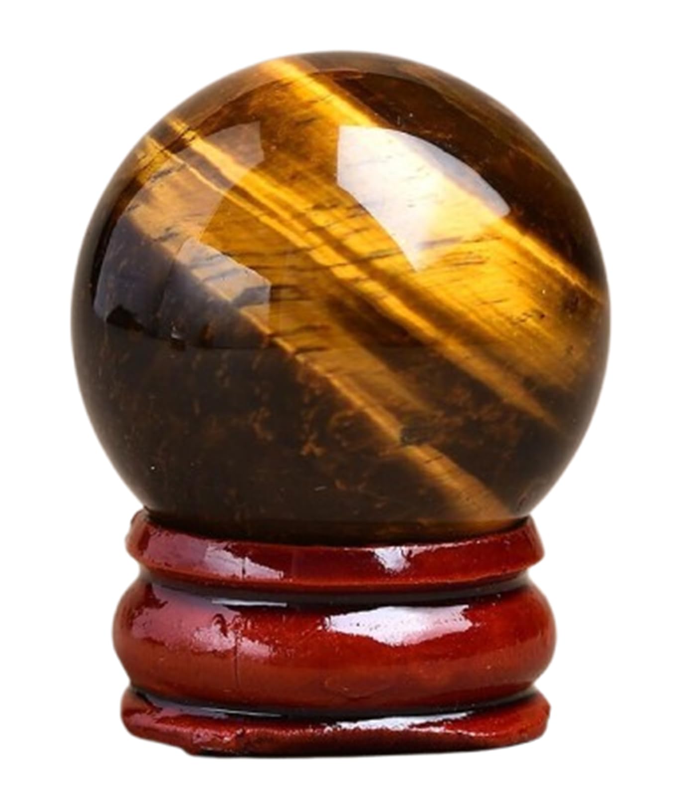 DPURPIWADY Tiger Eye Stone Decorative Sphere, Crystal Ball with Stand,Feng Shui Round,Home Desk Decor Precious Gifts,6cm