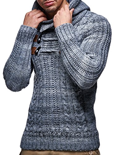 Leif Nelson Men's Knit Sweater with Hood Gray XXXL2