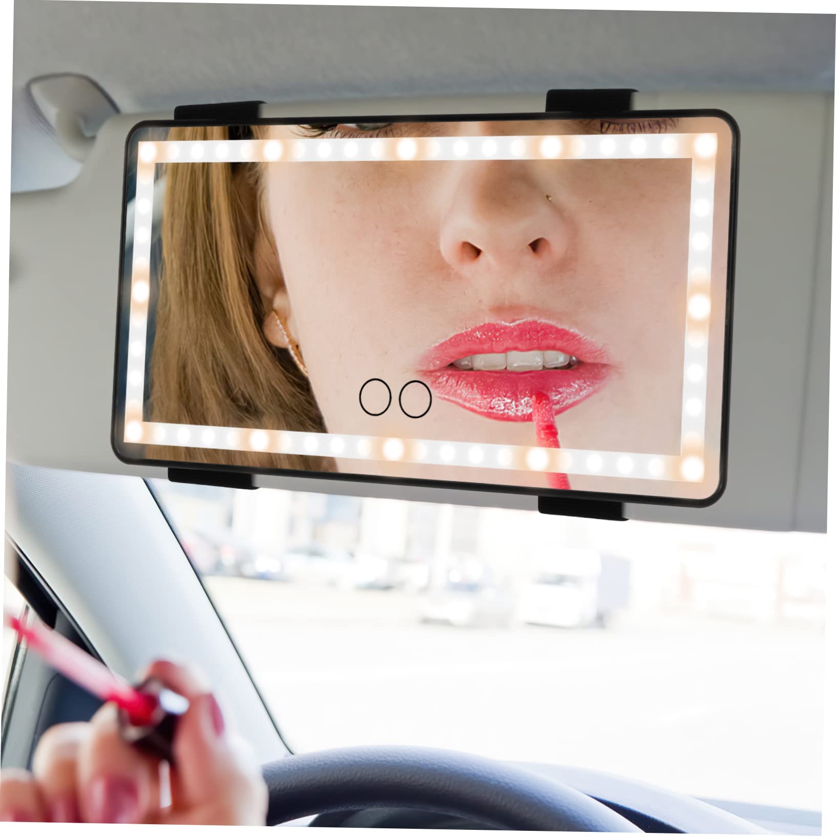 Specchio Cosmetico per Auto da Parasole Nero 1500mah USB