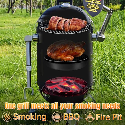 SKY-FISH-Spacebot-Smoker-Grill-Vertical-16-Inch-Steel-Charcoal-Smoker-With-Two-Metal-Arms-And-Three-Wheels-Heavy-Duty-Round-BBQ-Grill-for-Outdoor-CookingFire-Pit-Black SKY FISH Spacebot Smoker Grill Vertical 16 Inch Steel Charcoal Smoker With Two Metal Arms And Three Wheels Heavy Duty Round BBQ Grill for Outdoor CookingFire Pit Black
