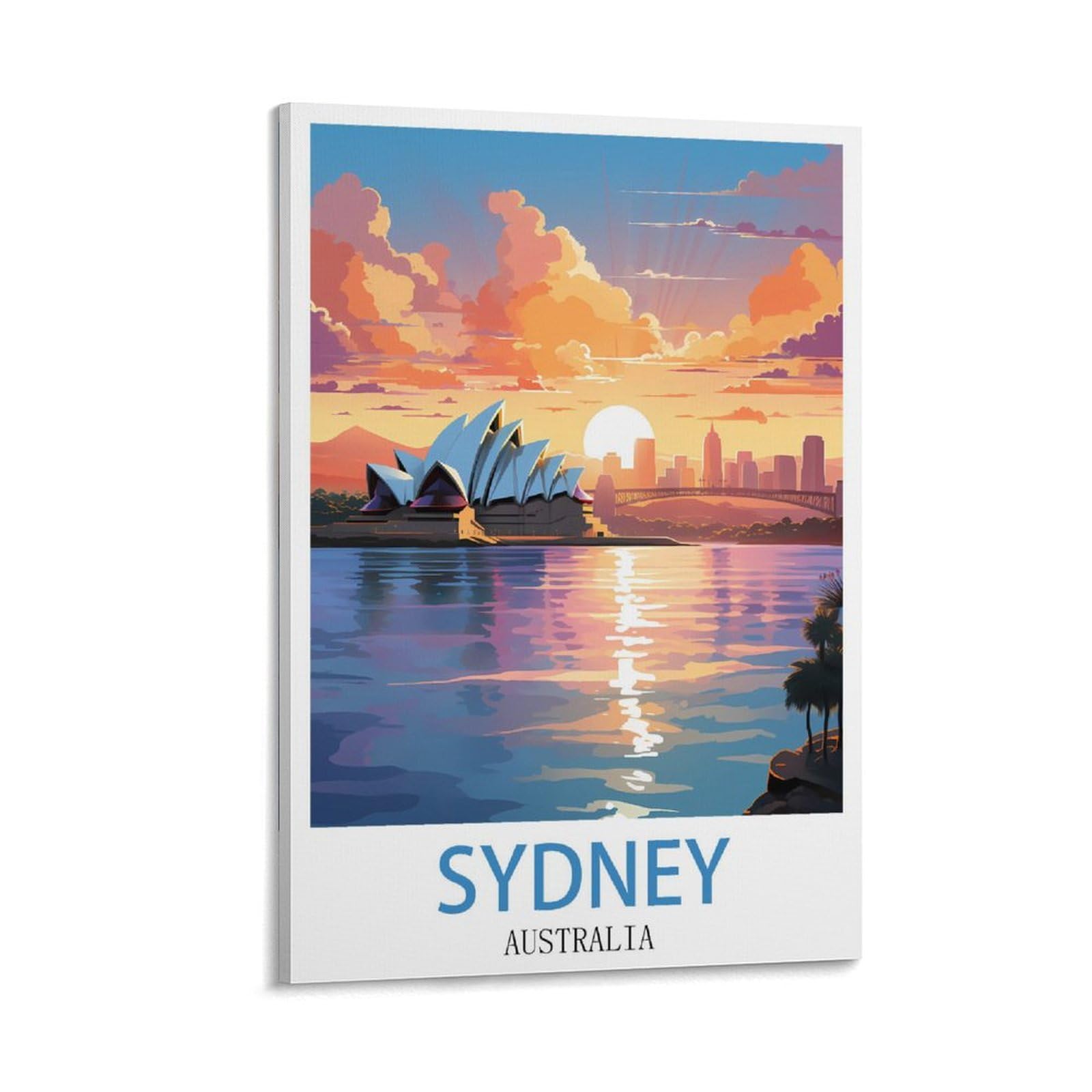 Cyyhgee Frame-Style Sydney Australia Vintage Travel Poster 16X24inch(40X60cm) Canvas Poster Wall Art Living Room Home Decor