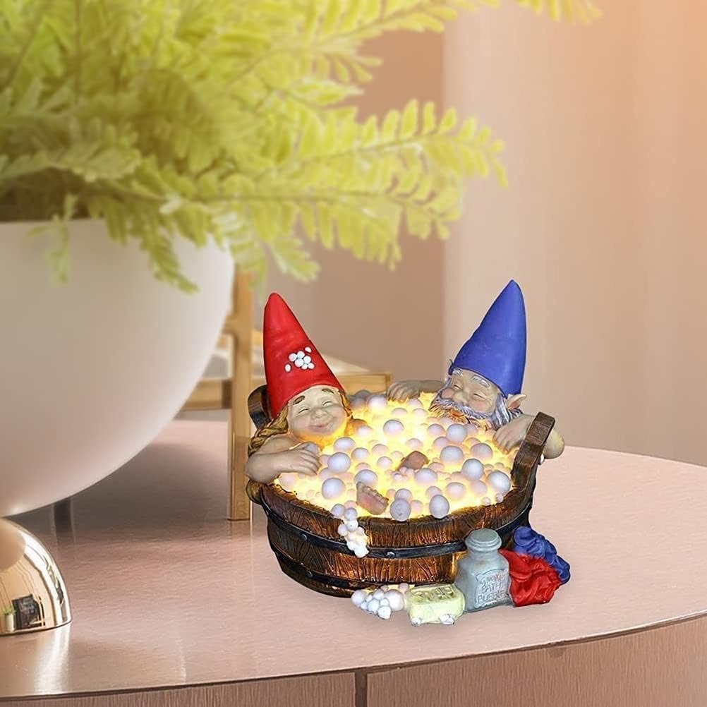 Słoneczne figury do dekoracji na zewnątrz Dekoracja ogrodowa Słoneczna figura krasnala do kąpieli Rzeźba Lampka nocna Rozmiar 18x13,5 cm Materiał Słoneczna para Dekoracja, rzeźba (różne kolory)