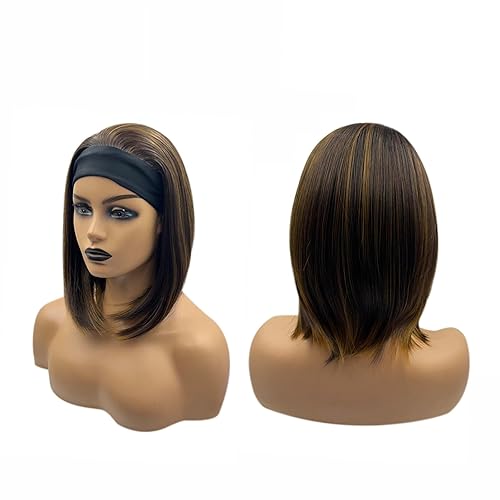 JEMMA - Peluca corta con diadema de corte Bob de 13 pulgadas, pelucas sin pegamento para mujer, pelucas sintéticas naturales para uso diario