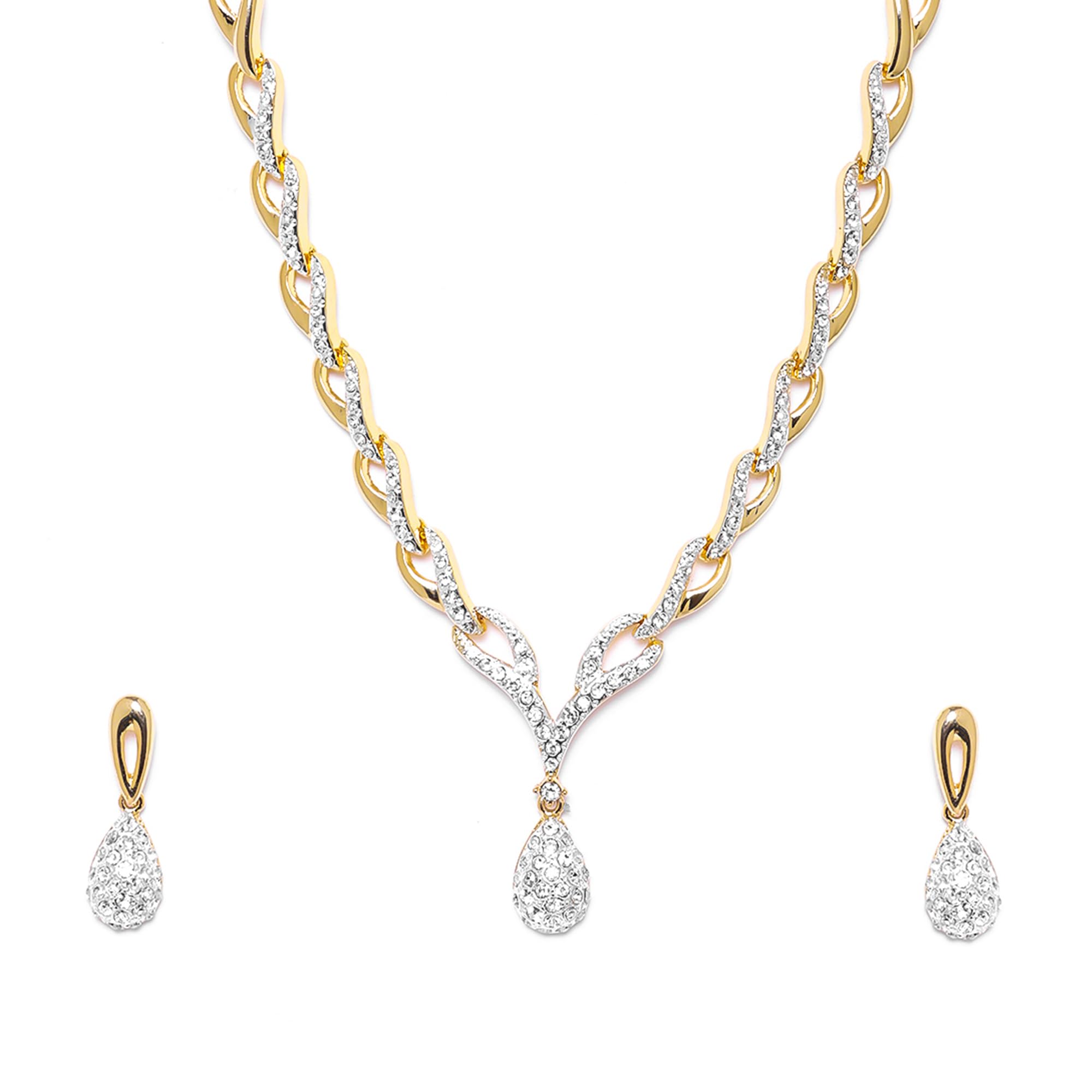 Valentine Collection 24 Kt Gold plated American Diamond Necklace Set-image-31