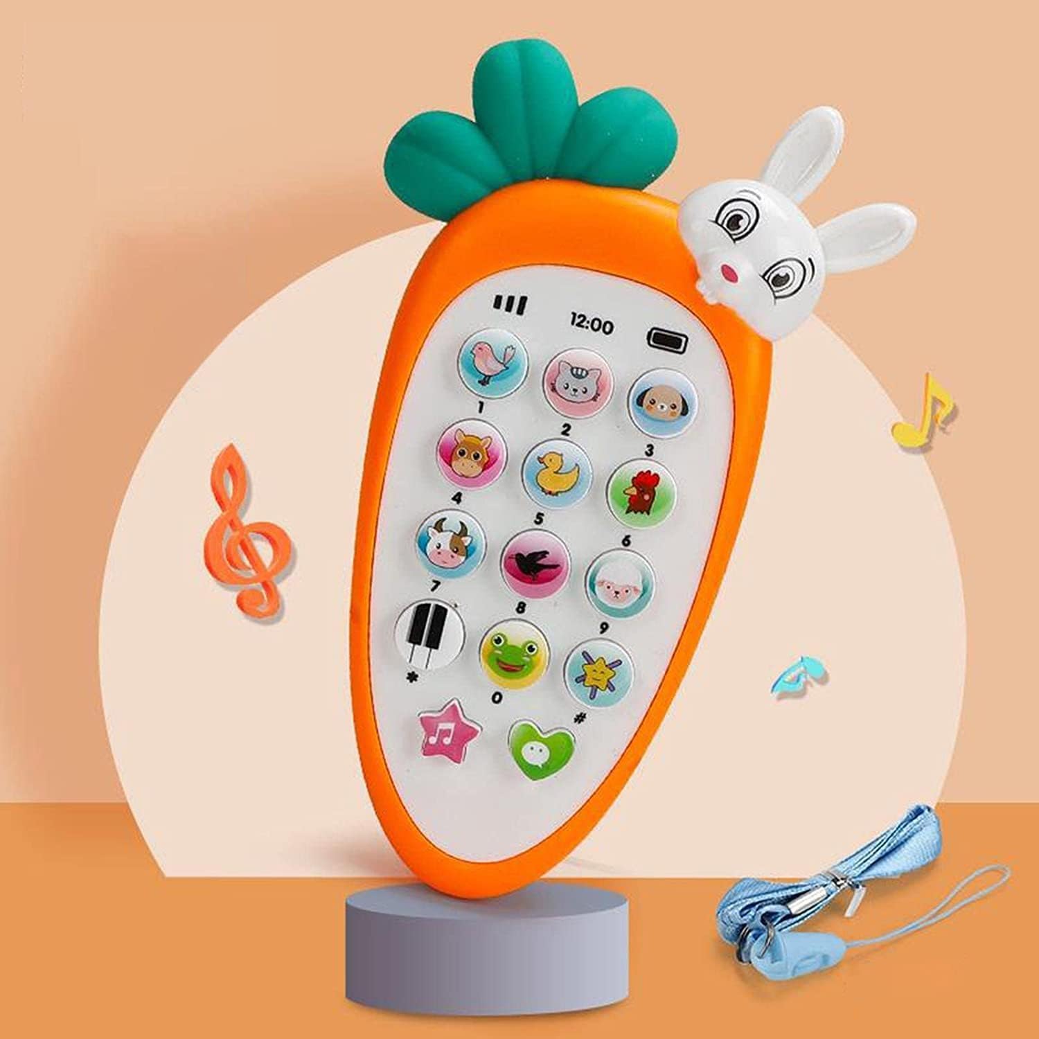 FRATELLI Mobile Phone Toy Intelligent Learning Machine Learn Sing Song Plastic Gifts Educational for Kids, Multi Color (Pack of 1) Made in India (Carrot Educational Phone)