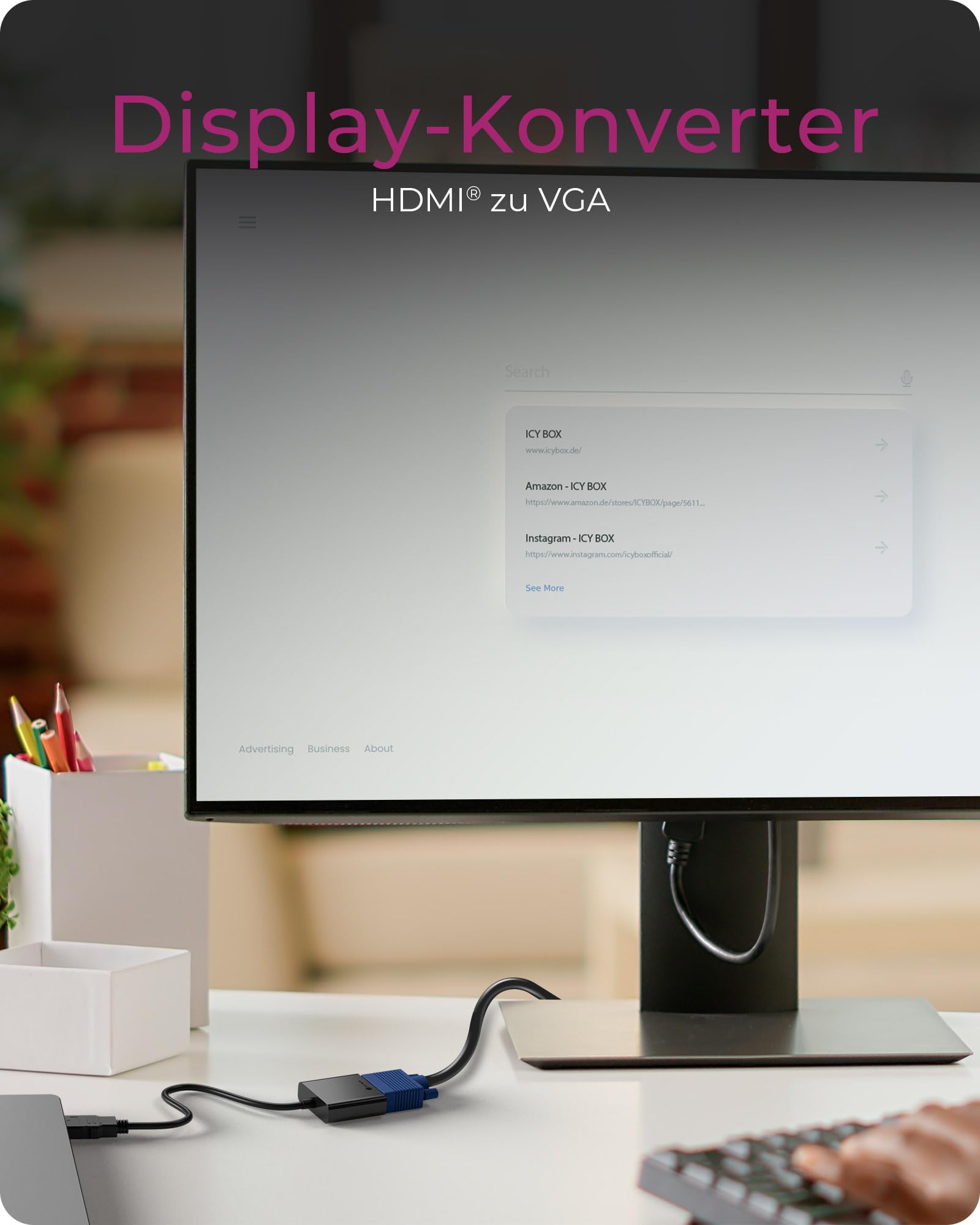 ICY BOX Adaptateur 2 en 1 HDMI vers VGA (1920 x 1200 Hz), IB-AC502a