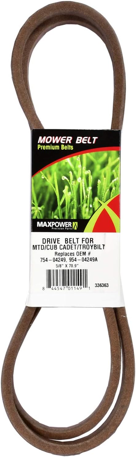 MaxPower 336363 V-Belt for MTD, Cub Cadet, Troy-Bilt Replaces 754-04249 and 954-04249A