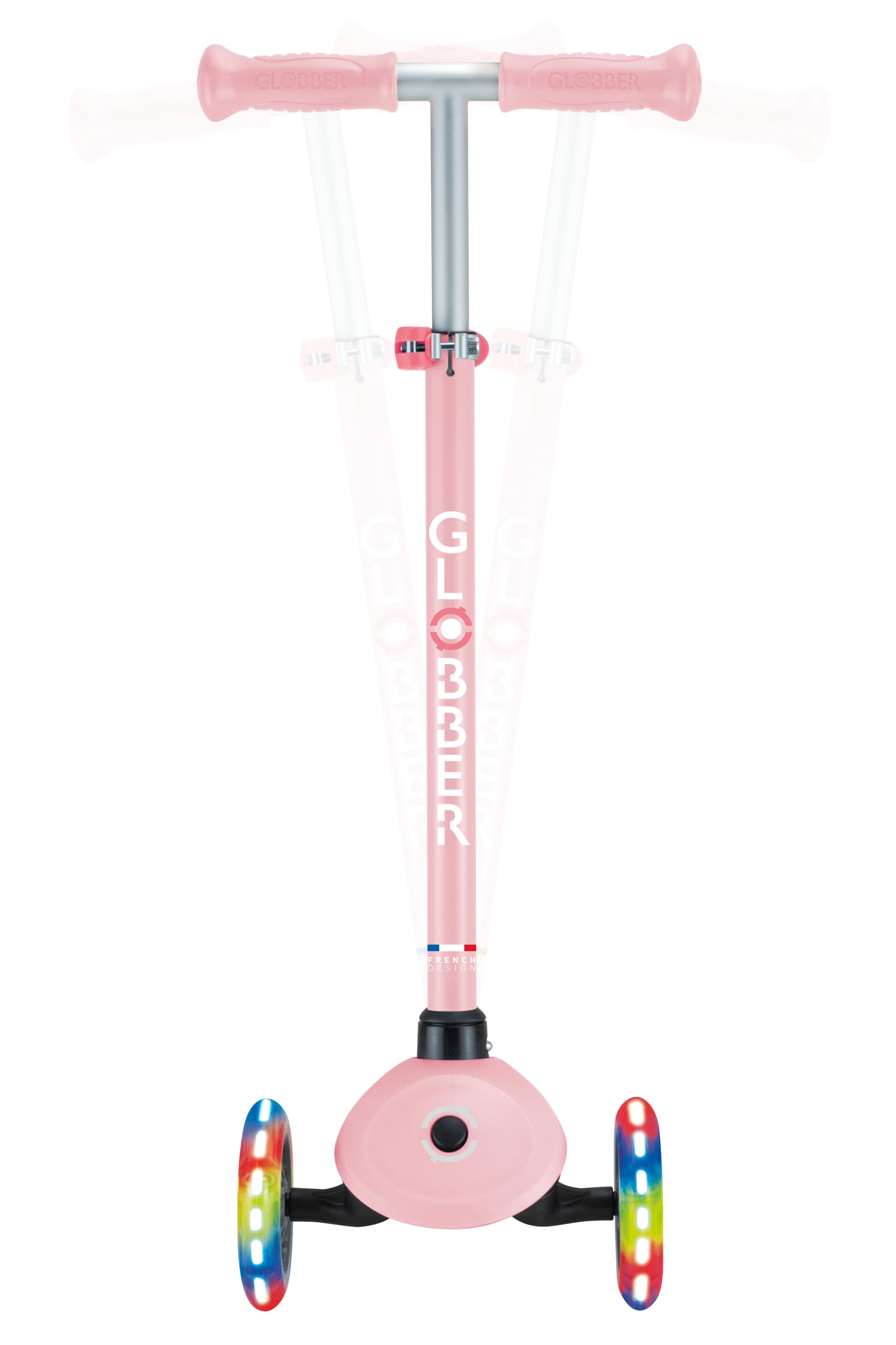 GLOBBER Primo Lights – Tretroller Kinder, 120/80 mm, ABEC 9, 3-rädrig, höhenverstellbar, LED-Leuchtrollen