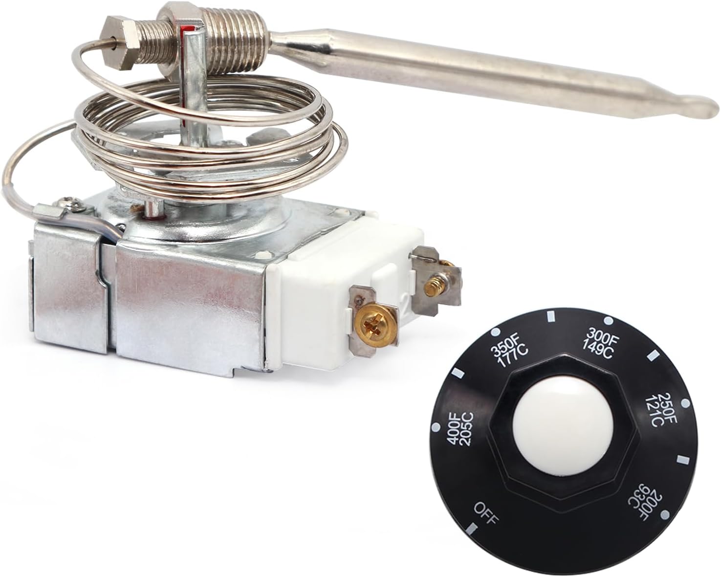60125401 Thermostat Replacement for Deep Fryer – 1/4" MPT Stuff Box, Replacement for Pitco 60125401, Royal Range 3113, Imperial Fryer, Temperature Range 200-400°F
