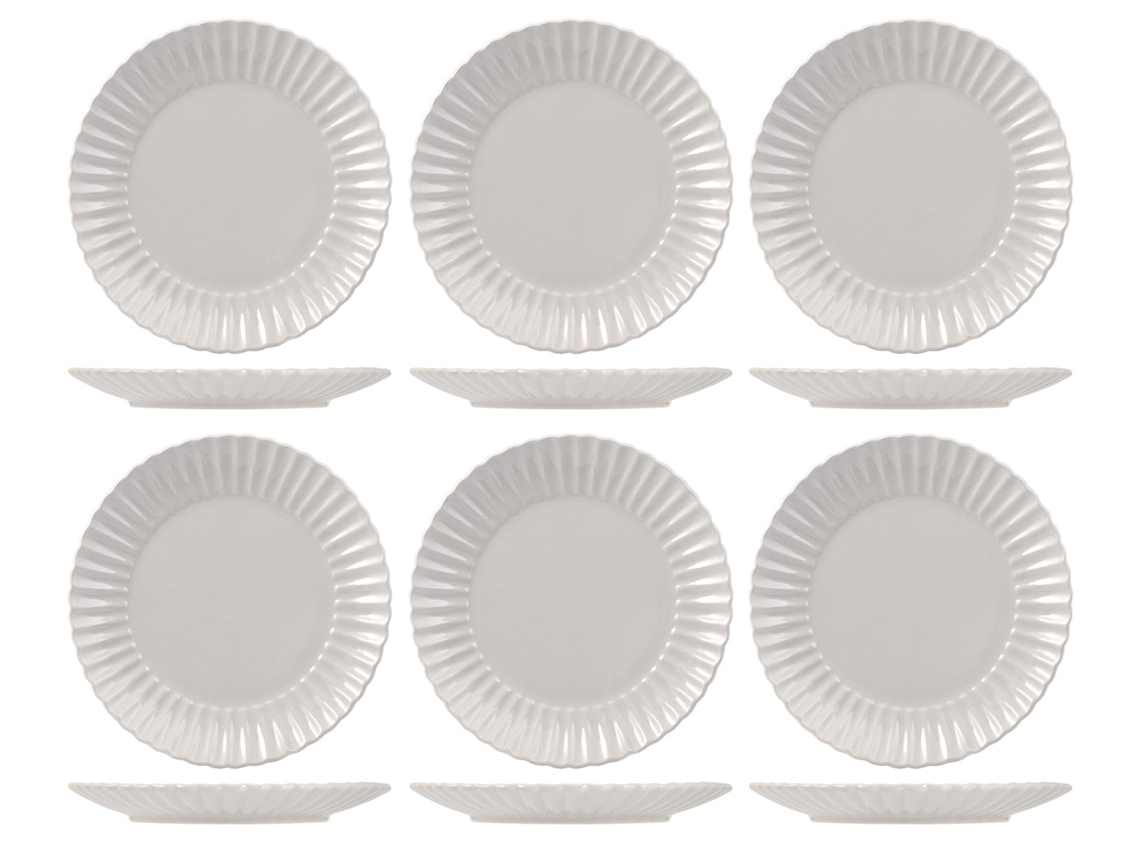 H&H Set of 6 Dinner Plates Lotus Grey 27 cm