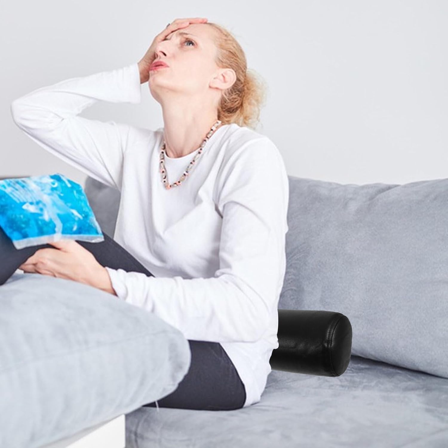 Lumbar Roll Support Pillow Memory Foam Back Cushion Car Seat Back Support Cushion for Office Chair Car Gaming Chair Black