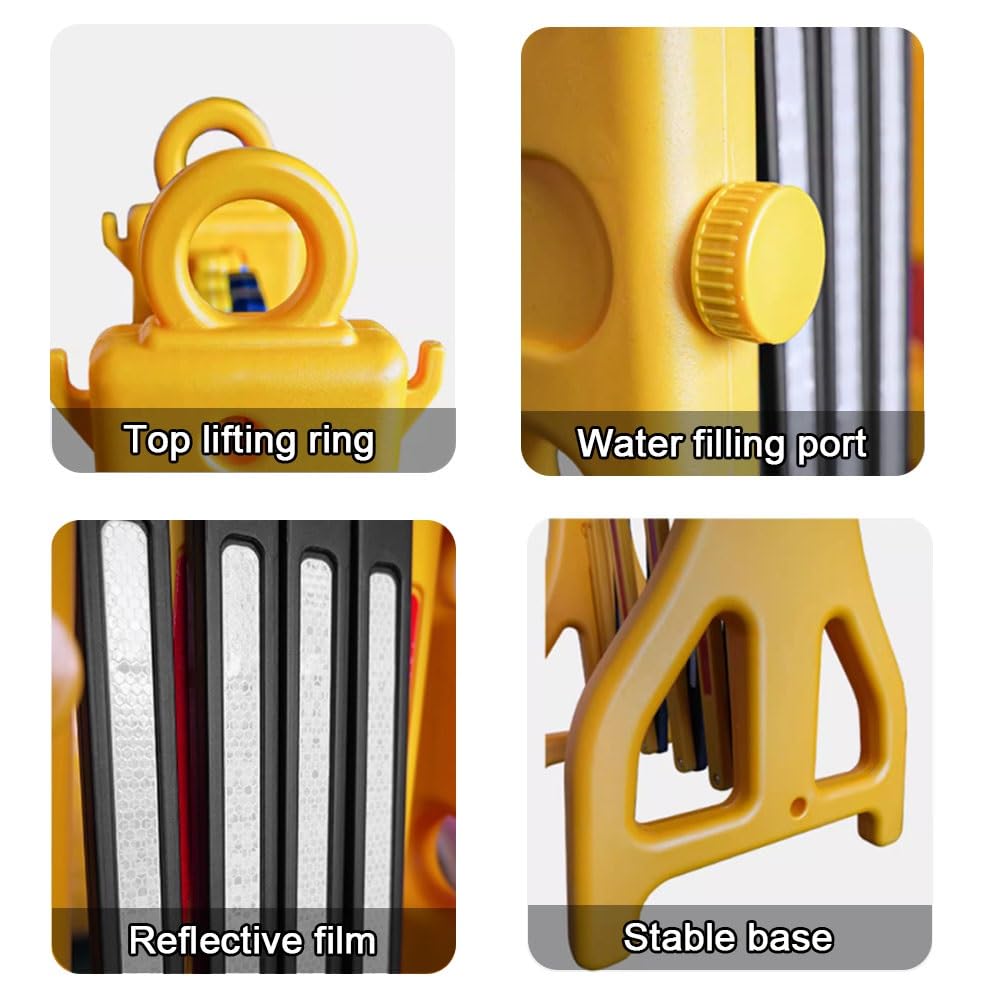 Valla Extensible Plastico, Rellenable Con Agua, Barricada Móvil Extensible, Barreras De Seguridad Comerciales, Valla De Tráfico Portátil, Para Construcción, Control De Tráfico Y Acceso Vehicular.(Amar