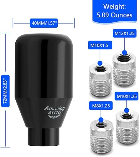 Miniatura 2 de Amazing AUTO (Negro) 6 velocidades con peso manual universal automático palanca de cambios palanca con 4 adaptadores compatible con automóviles