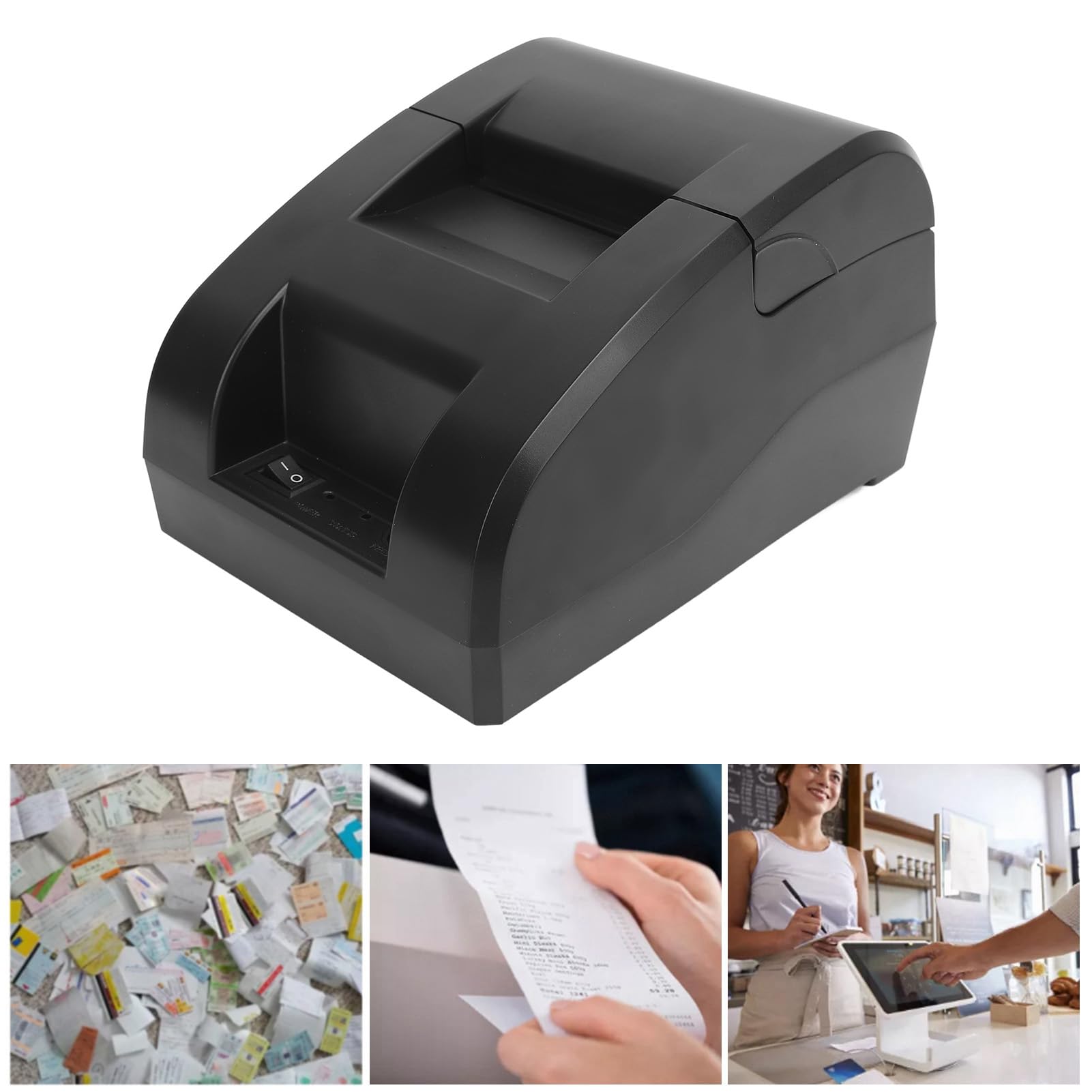 XUMIUZIY Impresora Térmica de Recibos, Impresora Térmica de Recibos de Impresión de Alta Velocidad de 58 Mm y 203 PPP, Conexión USB o Bluetooth, Compatible con Múltiples Sistemas, para (Enchufe de