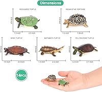 Vista 3 de Volnau Mini figuras de tortugas marinas, 14 piezas, figuras de animales para jardín de infantes, niños, criatura marina del océano, paquete