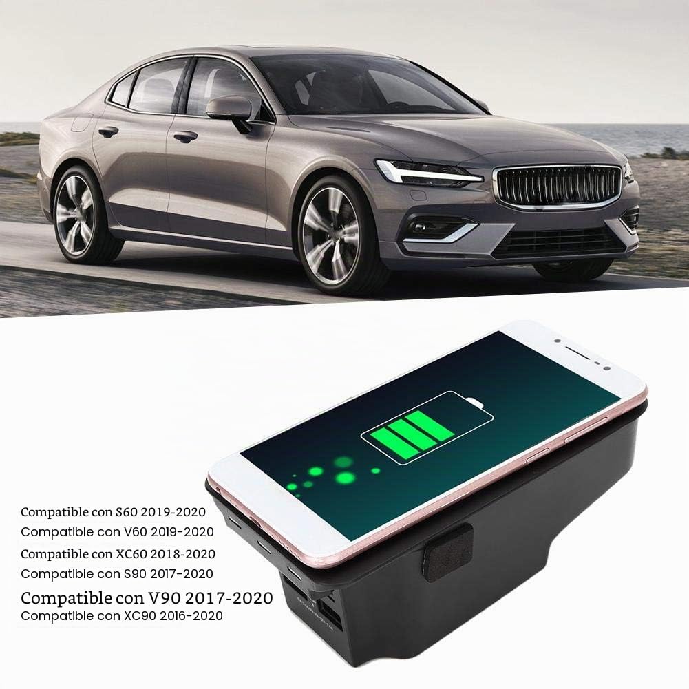 Placa de Carga del Coche, Akozon Cargador inalámbrico para automóvil Placa de Carga de inducción Apto para S60 / V60 / XC60 / S90 / V90 / XC90 15W