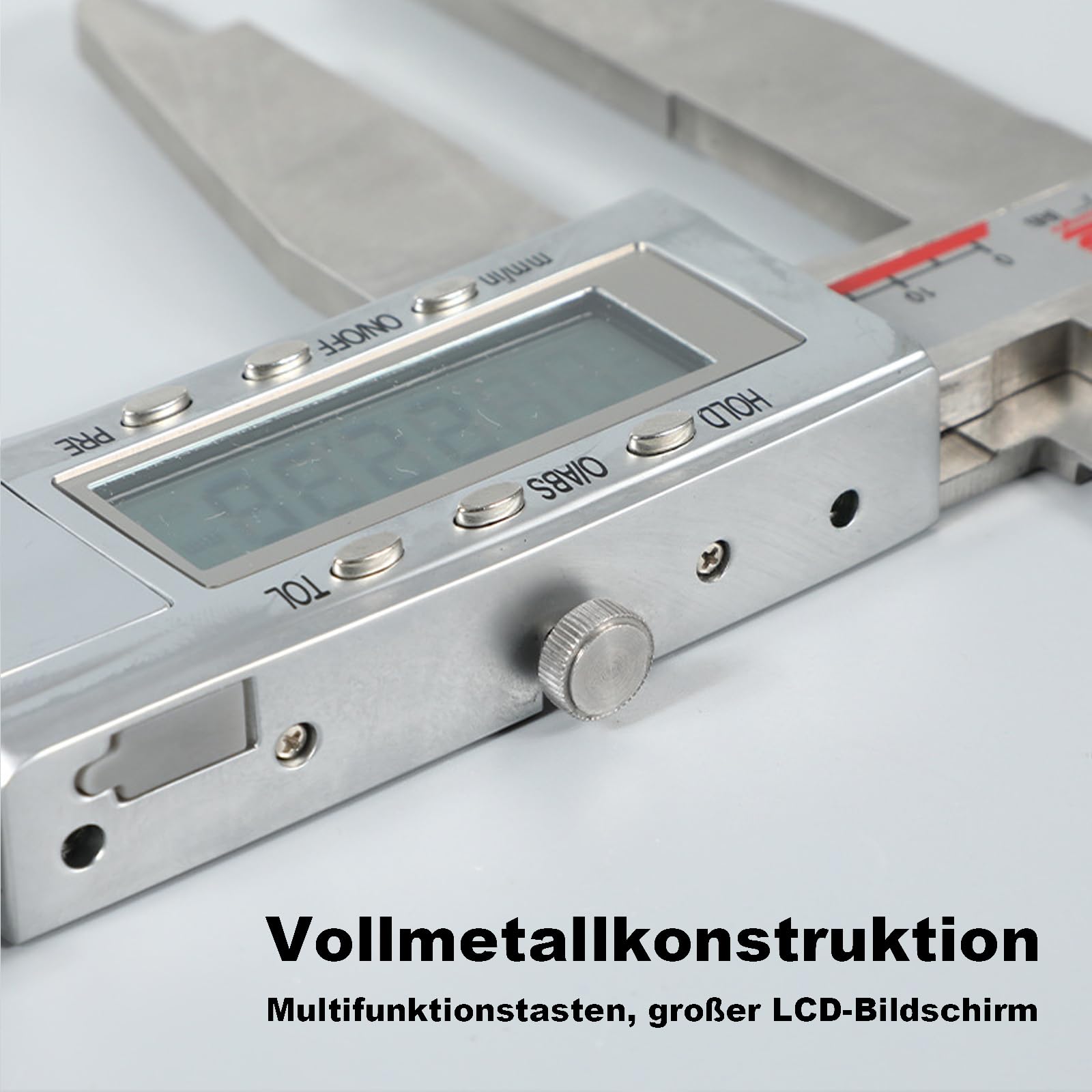 Digitale Messschieber 0-400mm für Innen- und Außendurchmesser – Präzisionsmessung für Industrie und Werkstatt – Edelstahl, 0.01mm Genauigkeit, LCD-Display, Nullstellung und Umrechnung von mm/Zoll