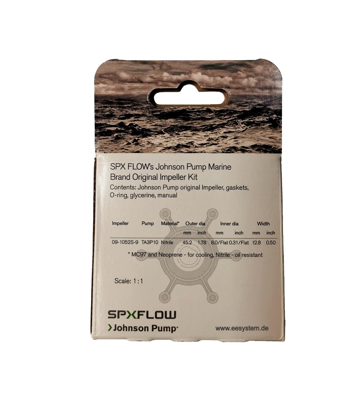 SPX FLOW Johnson Pump 09-1052S-9 Nitril Impeller Kit für FÄKALIENPUMPE TA3P10, Bootspumpe, Schiffspumpe, Yachtpumpe