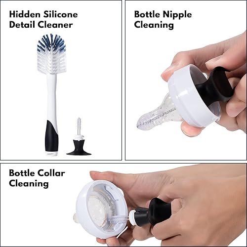 Miniatura 3 de Jumperlay Cepillo para biberón con 1 cepillo para pezones y 2 cepillos limpiadores de pajilla, juego de cepillos de limpieza para biberones con