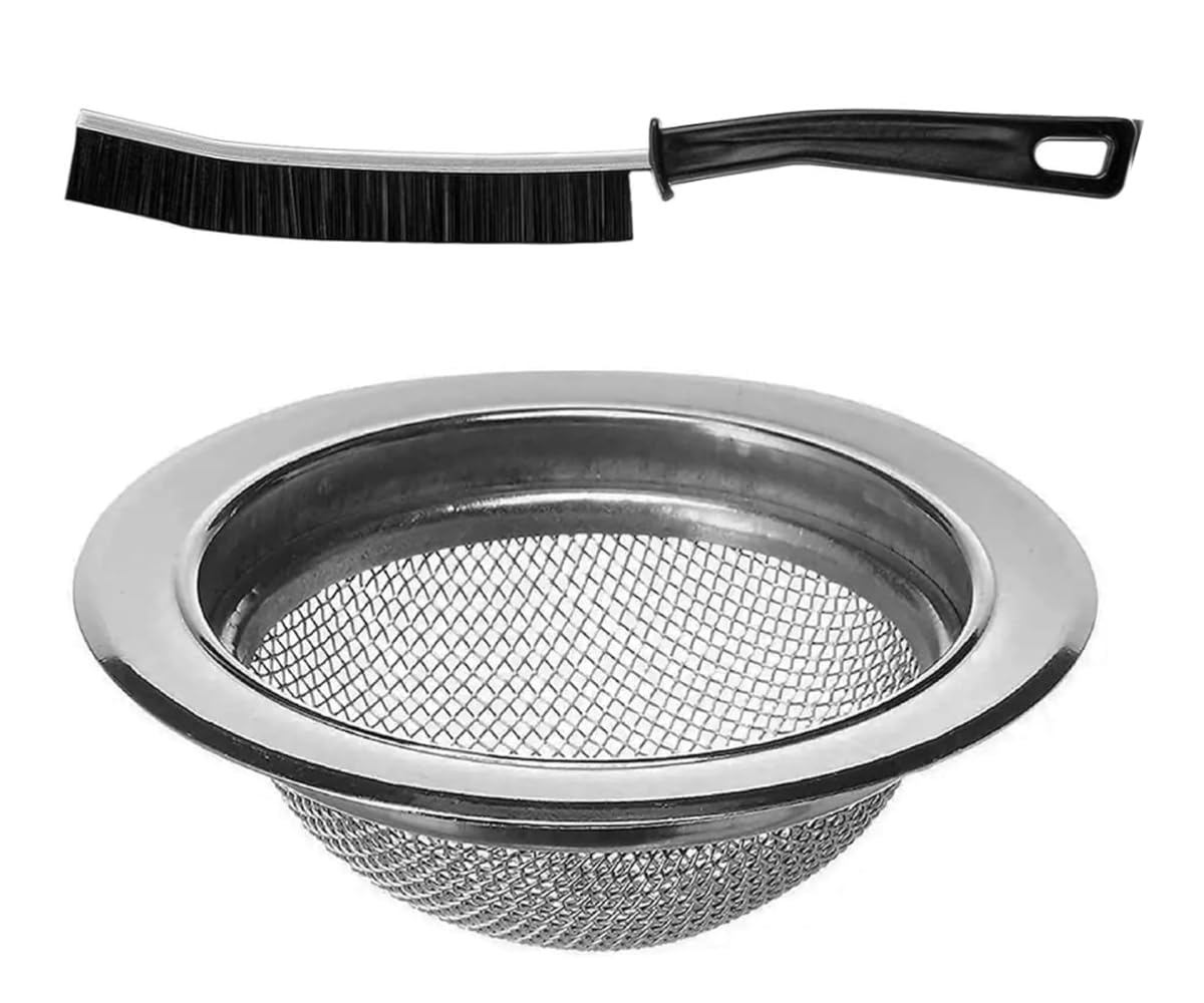 SINGH INDUSTRIES® Stainless Steel Round Sink Strainer, Kitchen Drain Basin Basket Filter Stopper Jali/Drainer, Combo of 2 (Round Sink Strainer + Gaps Cleaning Brush) (B0D5SHYLS6) Amazon Price History, Amazon Price Tracker