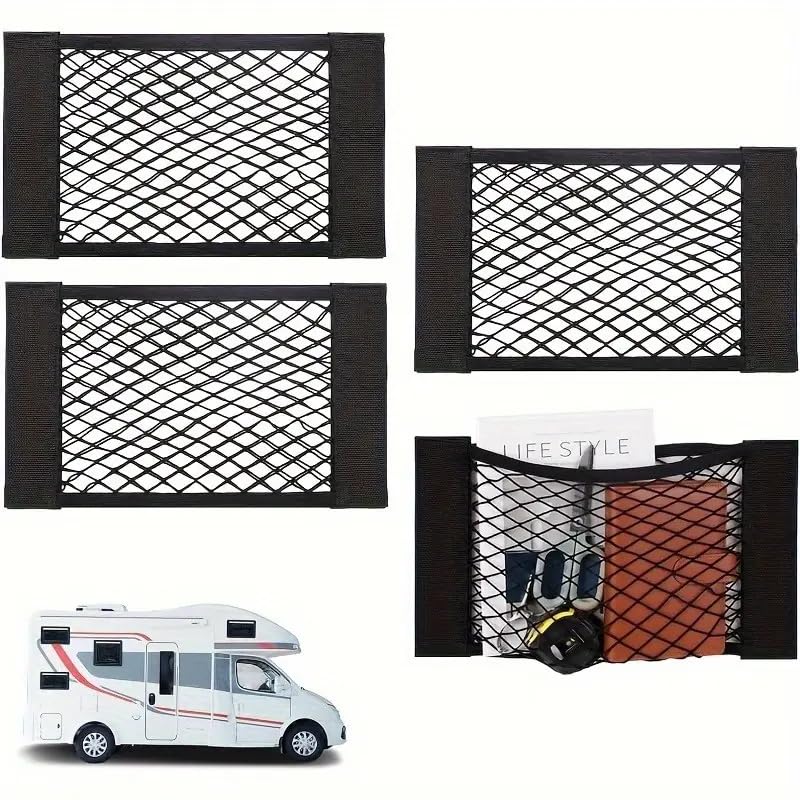 Organizador de malha para banco traseiro de carro, rede de armazenamento elástica, bolso universal para porta-malas com design elástico para viagens e equipamentos esportivos, preto, 40 cm