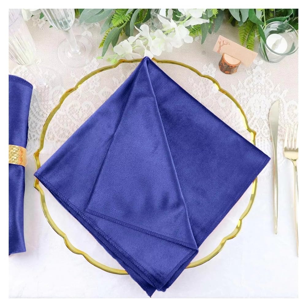 20 servilletas de terciopelo lavables servilletas de mesa reutilizables, 45 x 45 cm, suaves, cómodas, para bodas, cenas, Navidad, cumpleaños, fiestas, decoración de mesa, azul zafiro
